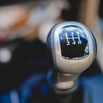 Close-up of a manual gear shifter